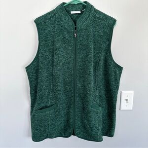 Susan Graver Melange Fleece Zip Front Vest w/ Solid Trim, Size XL
